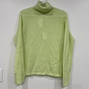 J Mclaughlin Cabot Sweater Small NWT $248 100% Cashmere Turtleneck Green Solid